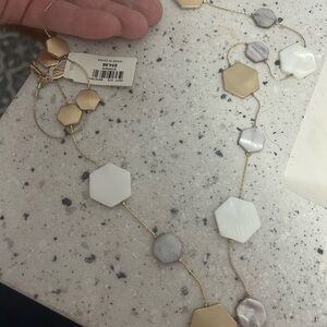 Elegant Ann Taylor factory Gold and White Hexagon Necklace